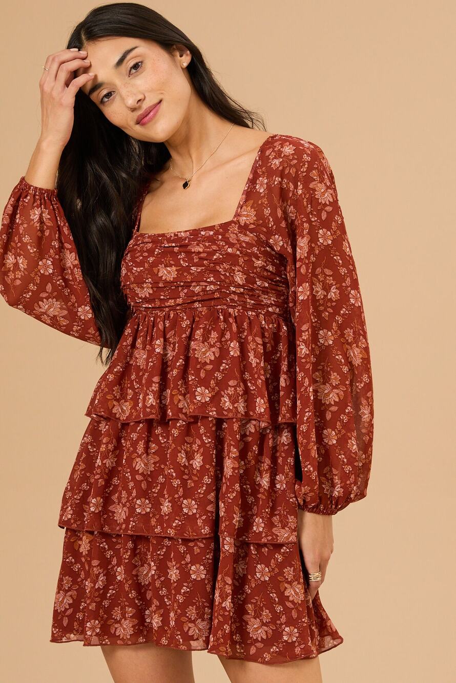 Altar’d State Floral Long Sleeve Layered Dress Size S Small NWT Multicolor - Picture 1 of 7
